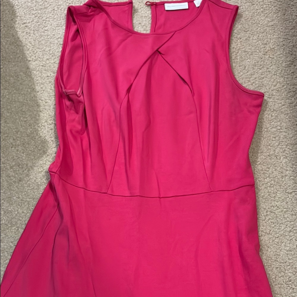 Pink Pleated A-Line Midi Dress